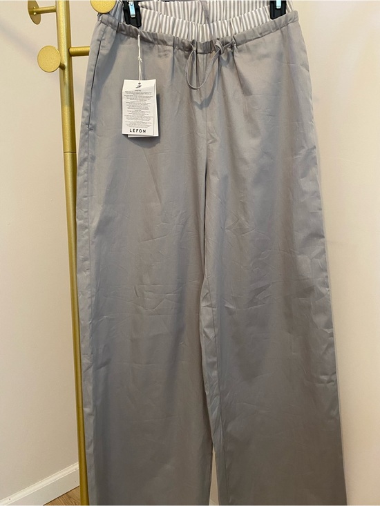 Lefton Pants - Lefton women’s Wide-Leg Drawstring Chinos — Light Gray 100% cotton